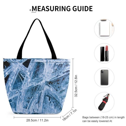 Yanfind Shopping Bag for Ladies Icicle Icicles Iced River Rivers Creek Creeks Streams Flow Reusable Multipurpose Heavy Duty Grocery Bag for Outdoors.