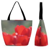 Yanfind Shopping Bag for Ladies Flowers Details Sunlight Closeups Petal Flower Macro Tulip Plant Spring Botany Reusable Multipurpose Heavy Duty Grocery Bag for Outdoors.