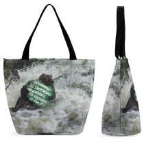 Yanfind Shopping Bag for Ladies River Victoria Falls Waterfall Rapid Resources Watercourse Rock Fun Wave Recreation Reusable Multipurpose Heavy Duty Grocery Bag for Outdoors.