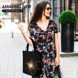 Yanfind Shopping Bag for Ladies Sparks Light Texture Dark Silvester Abstract Year Gold Colour Sylvester Reusable Multipurpose Heavy Duty Grocery Bag for Outdoors.