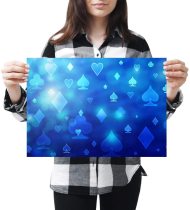 yanfind A3 - Blue Playing Card Pattern Poker Art Print 42 X 29.7 cm 280gsm satin gloss photo paper