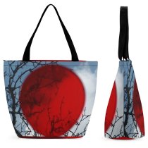 Yanfind Shopping Bag for Ladies Glass Light Tree Japan Flag Sky Branch Colorfulness Plant Reusable Multipurpose Heavy Duty Grocery Bag for Outdoors.