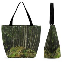 Yanfind Shopping Bag for Ladies Trees Boulder Hill Forest Tree Old Growth Woodland Spruce Fir Natural Reusable Multipurpose Heavy Duty Grocery Bag for Outdoors.