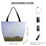 Yanfind Shopping Bag for Ladies Grassland Field Outdoors Land Grass Plant Countryside Sea Ocean Sky Shoreline Vegetation Reusable Multipurpose Heavy Duty Grocery Bag for Outdoors.