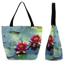 Yanfind Shopping Bag for Ladies Flowers Flower Fragrant Lily Aquatic Plant Petal Sacred Lotus Family Leaf Reusable Multipurpose Heavy Duty Grocery Bag for Outdoors.