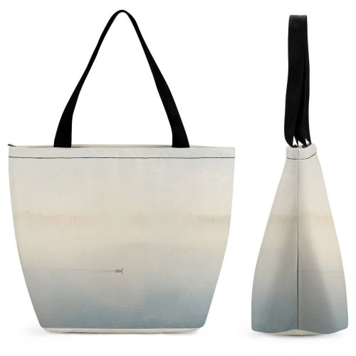 Yanfind Shopping Bag for Ladies Grey Fog Duckling Brisk Lake Mist Duck Stock Reusable Multipurpose Heavy Duty Grocery Bag for Outdoors.
