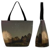 Yanfind Shopping Bag for Ladies Observatory Night Sky Atmosphere Cloud Tree Dome Midnight Space Reusable Multipurpose Heavy Duty Grocery Bag for Outdoors.
