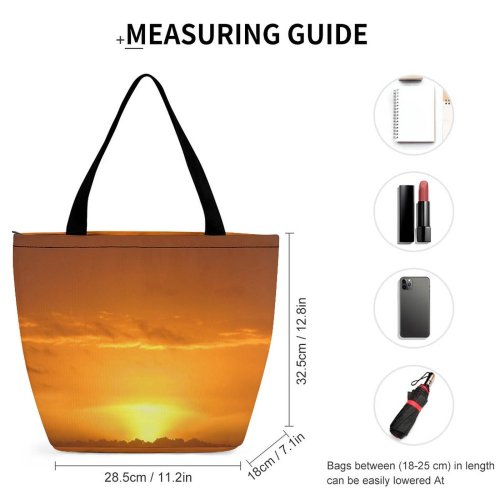 Yanfind Shopping Bag for Ladies Sunset Sky Clouds Gold Golden Landscape Afterglow Horizon Sunrise Morning Cloud Evening Reusable Multipurpose Heavy Duty Grocery Bag for Outdoors.