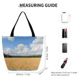 Yanfind Shopping Bag for Ladies Norway Clouds Sky Summer Warmth Field Country Harvest Farmer Wheat Cereal Reusable Multipurpose Heavy Duty Grocery Bag for Outdoors.