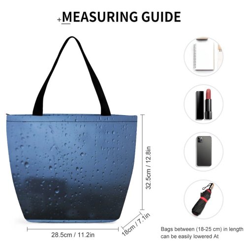 Yanfind Shopping Bag for Ladies Glass Gloomy Drop Window Raining Drops Reusable Multipurpose Heavy Duty Grocery Bag for Outdoors.