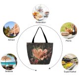 Yanfind Shopping Bag for Ladies Fungus Plant Insect Invertebrate Flower Petal Butterfly Geranium Anther Butterfly Flower Reusable Multipurpose Heavy Duty Grocery Bag for Outdoors.