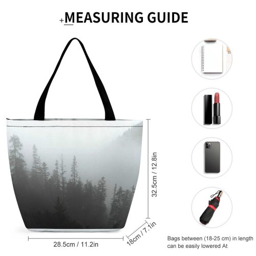 Yanfind Shopping Bag for Ladies Fog Mist Outdoors Austria Zams Hill Hills Misty Foggy Haze Alpine Reusable Multipurpose Heavy Duty Grocery Bag for Outdoors.