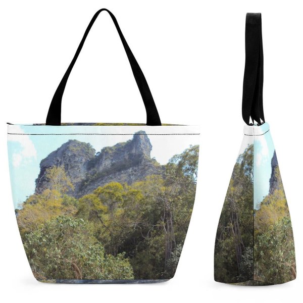 Yanfind Shopping Bag for Ladies Krabi Vacation Travel Trip Sky Vegetation Mountainous Landforms Rock Outcrop Natural Reusable Multipurpose Heavy Duty Grocery Bag for Outdoors.