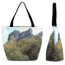Yanfind Shopping Bag for Ladies Krabi Vacation Travel Trip Sky Vegetation Mountainous Landforms Rock Outcrop Natural Reusable Multipurpose Heavy Duty Grocery Bag for Outdoors.