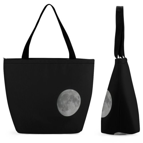 Yanfind Shopping Bag for Ladies Space Night Sky Dark Light Lunar Moons Globe Round Reusable Multipurpose Heavy Duty Grocery Bag for Outdoors.