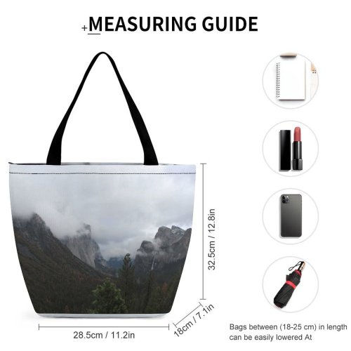Yanfind Shopping Bag for Ladies Grey Plant Tree Abies Fir Outdoors Conifer Slope Range Cliff Larch Reusable Multipurpose Heavy Duty Grocery Bag for Outdoors.