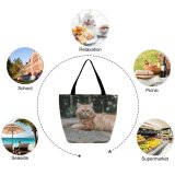 Yanfind Shopping Bag for Ladies Young Pet Funny Kitten Portrait Curiosity Cute Ginger Sleep Cat Whisker Reusable Multipurpose Heavy Duty Grocery Bag for Outdoors.
