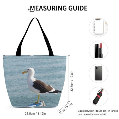 Yanfind Shopping Bag for Ladies Santa Catarina Brasil Pier Brazil Gull Bird Sea Sky Oyster Seagull Beach Reusable Multipurpose Heavy Duty Grocery Bag for Outdoors.