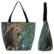 Yanfind Shopping Bag for Ladies Lions Wildlife Safari Predators Cats Lion Vertebrate Felidae Masai Terrestrial Big Carnivore Reusable Multipurpose Heavy Duty Grocery Bag for Outdoors.