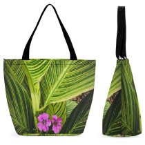Yanfind Shopping Bag for Ladies Flower Stenton Philadelphia Usa United States Flora Plant Purple Leaf Reusable Multipurpose Heavy Duty Grocery Bag for Outdoors.