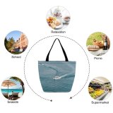 Yanfind Shopping Bag for Ladies Above From Boat Transportation Sea Watercraft System Motorboat Ocean Bird's Aerial Reusable Multipurpose Heavy Duty Grocery Bag for Outdoors.
