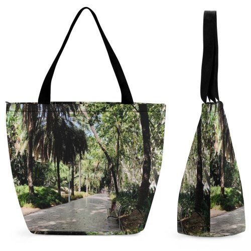 Yanfind Shopping Bag for Ladies Garden Outdoors Arbour Málaga Spagna Path Bench Furniture Creative Commons Reusable Multipurpose Heavy Duty Grocery Bag for Outdoors.