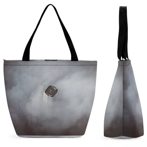 Yanfind Shopping Bag for Ladies Grey Fog Salesforce Transit Center Francisco Usa United States Outdoors Reusable Multipurpose Heavy Duty Grocery Bag for Outdoors.