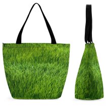 Yanfind Shopping Bag for Ladies Ground Pasture Lawn Meadow Texture Spring Field Grass Paddy Wind Ecology Reusable Multipurpose Heavy Duty Grocery Bag for Outdoors.