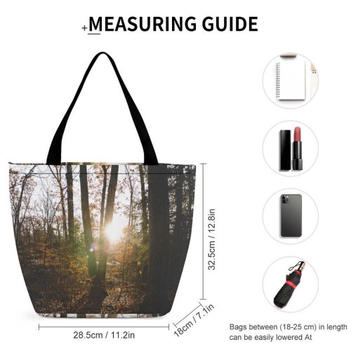 Yanfind Shopping Bag for Ladies Forest Tree Sunlight Traverse City United States Flora Land Outdoors Plant Vegetation Reusable Multipurpose Heavy Duty Grocery Bag for Outdoors.