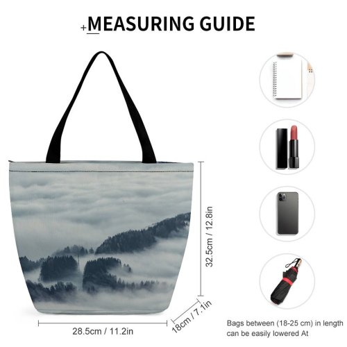 Yanfind Shopping Bag for Ladies Fog Outdoors Mist Grey Austria Reusable Multipurpose Heavy Duty Grocery Bag for Outdoors.
