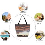 Yanfind Shopping Bag for Ladies Sundown Clouds Fehmarn Thunder Evening Sky Cloud Afterglow Sunset Horizon Sunrise Daytime Reusable Multipurpose Heavy Duty Grocery Bag for Outdoors.