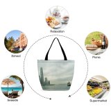 Yanfind Shopping Bag for Ladies Hong Kong Boat Harbor City Fishing Sky Cityscape Daytime Metropolitan Area Reusable Multipurpose Heavy Duty Grocery Bag for Outdoors.
