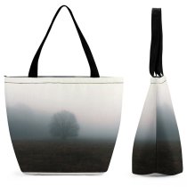 Yanfind Shopping Bag for Ladies Fog Outdoors Mist Grey Atmospheric Grass Winter Tree London Reusable Multipurpose Heavy Duty Grocery Bag for Outdoors.