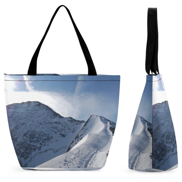 Yanfind Shopping Bag for Ladies Snow Rope Clouds Look Rock Landscape Tourist Europe Austria Travel Climb Reusable Multipurpose Heavy Duty Grocery Bag for Outdoors.