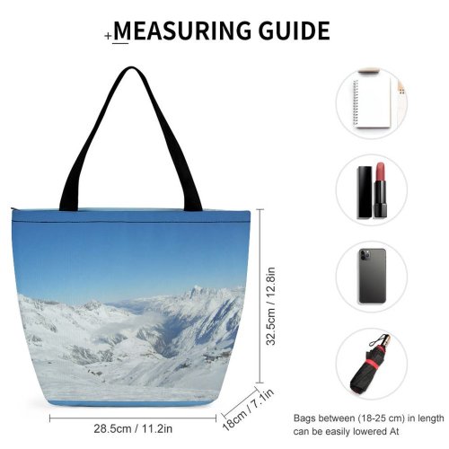 Yanfind Shopping Bag for Ladies Hiils Austria Ski Tirol Neustif Mountainous Landforms Range Glacial Snow Reusable Multipurpose Heavy Duty Grocery Bag for Outdoors.