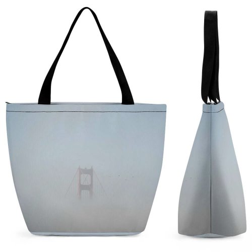 Yanfind Shopping Bag for Ladies Grey Fog Outdoors Francisco Usa Tent Mist Myst Golden Reusable Multipurpose Heavy Duty Grocery Bag for Outdoors.