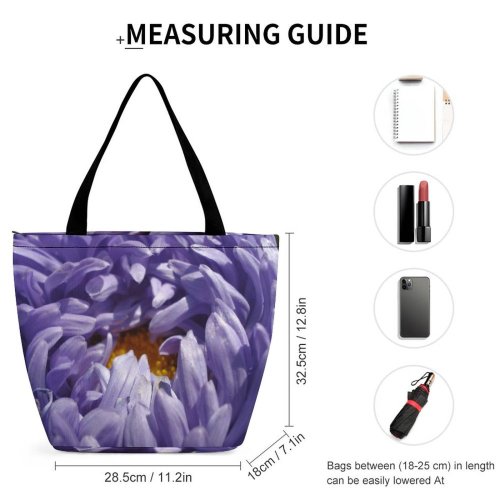 Yanfind Shopping Bag for Ladies Garden Flowers Macro Romania Bucharest Violet Flower Flowering Plant Petal Purple Aster Reusable Multipurpose Heavy Duty Grocery Bag for Outdoors.