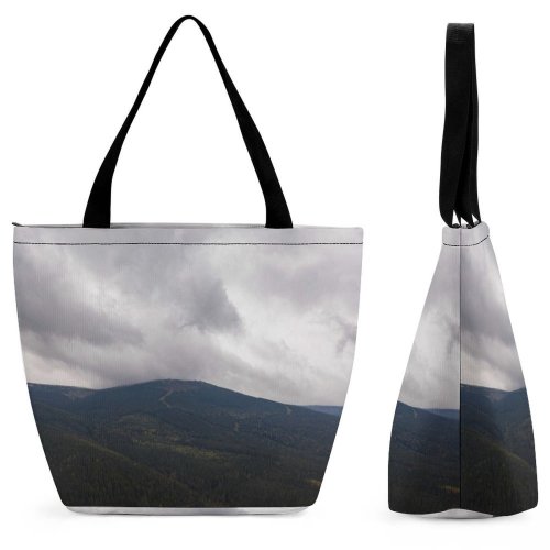 Yanfind Shopping Bag for Ladies Grey Range Outdoors Plant Tree Abies Fir Szklarska Porba Polska Plateau Reusable Multipurpose Heavy Duty Grocery Bag for Outdoors.