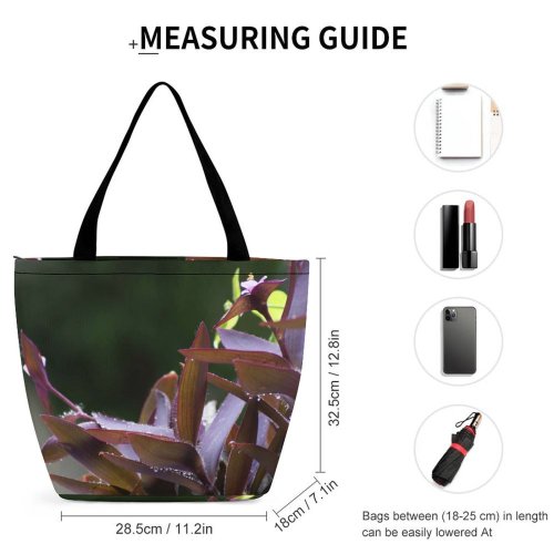 Yanfind Shopping Bag for Ladies Flower Plant Purple Violet Leaf Terrestrial Botany Spiderwort Stem Bromeliaceae Reusable Multipurpose Heavy Duty Grocery Bag for Outdoors.