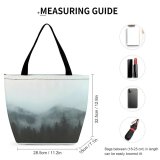 Yanfind Shopping Bag for Ladies Fog Grey Mist Outdoors Cloud Overcast Forest Wood Evergreen Hill Jewelry Reusable Multipurpose Heavy Duty Grocery Bag for Outdoors.