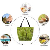 Yanfind Shopping Bag for Ladies Grass Plant Vegetation Lawn Bush Leaf Flower Land Outdoors Field Amaranthaceae Reusable Multipurpose Heavy Duty Grocery Bag for Outdoors.