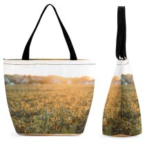 Yanfind Shopping Bag for Ladies Grassland Outdoors Jar Sunset Farm Rural Plant Meadow Potted Pottery Vase Reusable Multipurpose Heavy Duty Grocery Bag for Outdoors.
