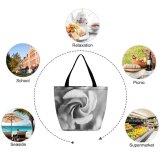 Yanfind Shopping Bag for Ladies Flower Plant Rose Petal Love Spiral Form Macro Grey Reusable Multipurpose Heavy Duty Grocery Bag for Outdoors.