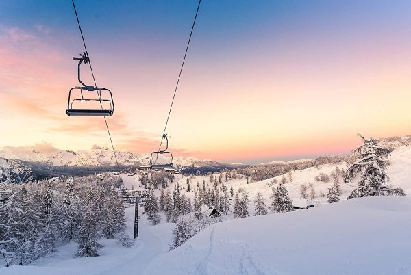 yanfind A1 | Ski Chair Lift Poster Art Print 60 x 90cm 180gsm Mountain Snowboard