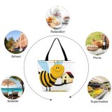 Yanfind Shopping Bag for Ladies Real Estate Honeybee Cartoon Insect Bee Art Membrane Winged Bumblebee Pollinator Reusable Multipurpose Heavy Duty Grocery Bag for Outdoors.