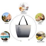 Yanfind Shopping Bag for Ladies Grey Fog Haze Tree Winter Frost Landscape Mist Outdoors Alone Gust Wind Reusable Multipurpose Heavy Duty Grocery Bag for Outdoors.