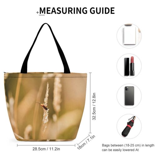 Yanfind Shopping Bag for Ladies Grass Plant Lawn Grain Produce Vegetable Reed Vegetation Insect Invertebrate Wheat Reusable Multipurpose Heavy Duty Grocery Bag for Outdoors.
