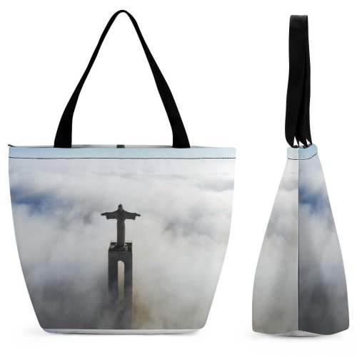 Yanfind Shopping Bag for Ladies Fog Outdoors Mist Film HQ Tumblr Cool Grey Smog Portugal Stock Reusable Multipurpose Heavy Duty Grocery Bag for Outdoors.