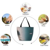 Yanfind Shopping Bag for Ladies Above Drone Boat From Photo Sea Watercraft Beach Bird's Aerial Shot Reusable Multipurpose Heavy Duty Grocery Bag for Outdoors.