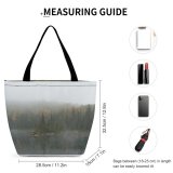 Yanfind Shopping Bag for Ladies Fog Outdoors Abies Fir Plant Tree Mist La Mauricie National Park Saint-Mathieu-Du-Parc Reusable Multipurpose Heavy Duty Grocery Bag for Outdoors.